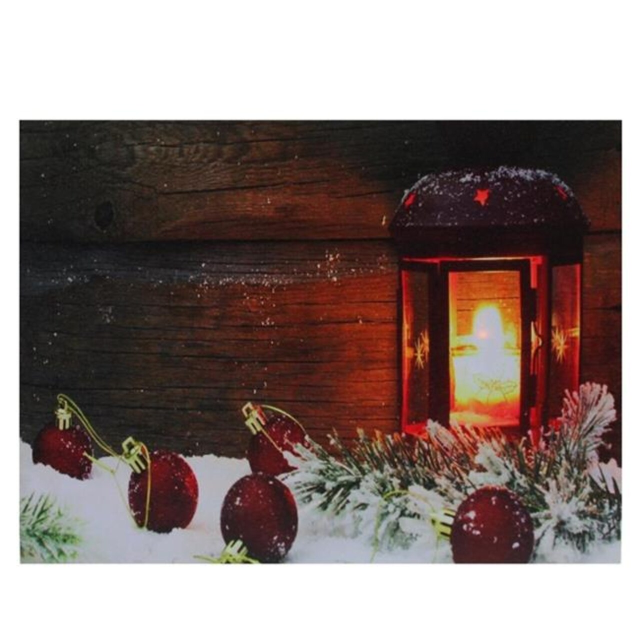 Northlight 32277513 LED Lighted Candle Lantern in the Wintry Outdoors Christmas Canvas Wall Art - 12 x 15.75 in.